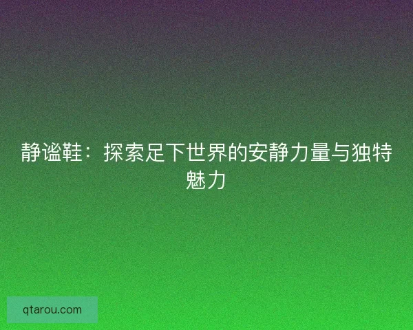 静谧鞋：探索足下世界的安静力量与独特魅力