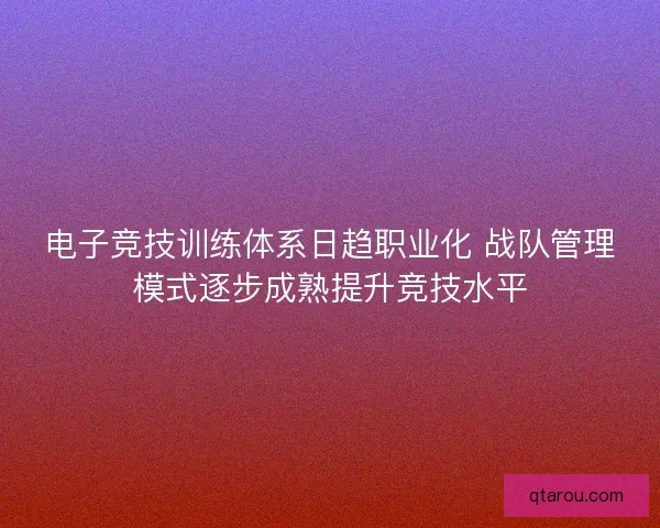 电子竞技训练体系日趋职业化 战队管理模式逐步成熟提升竞技水平